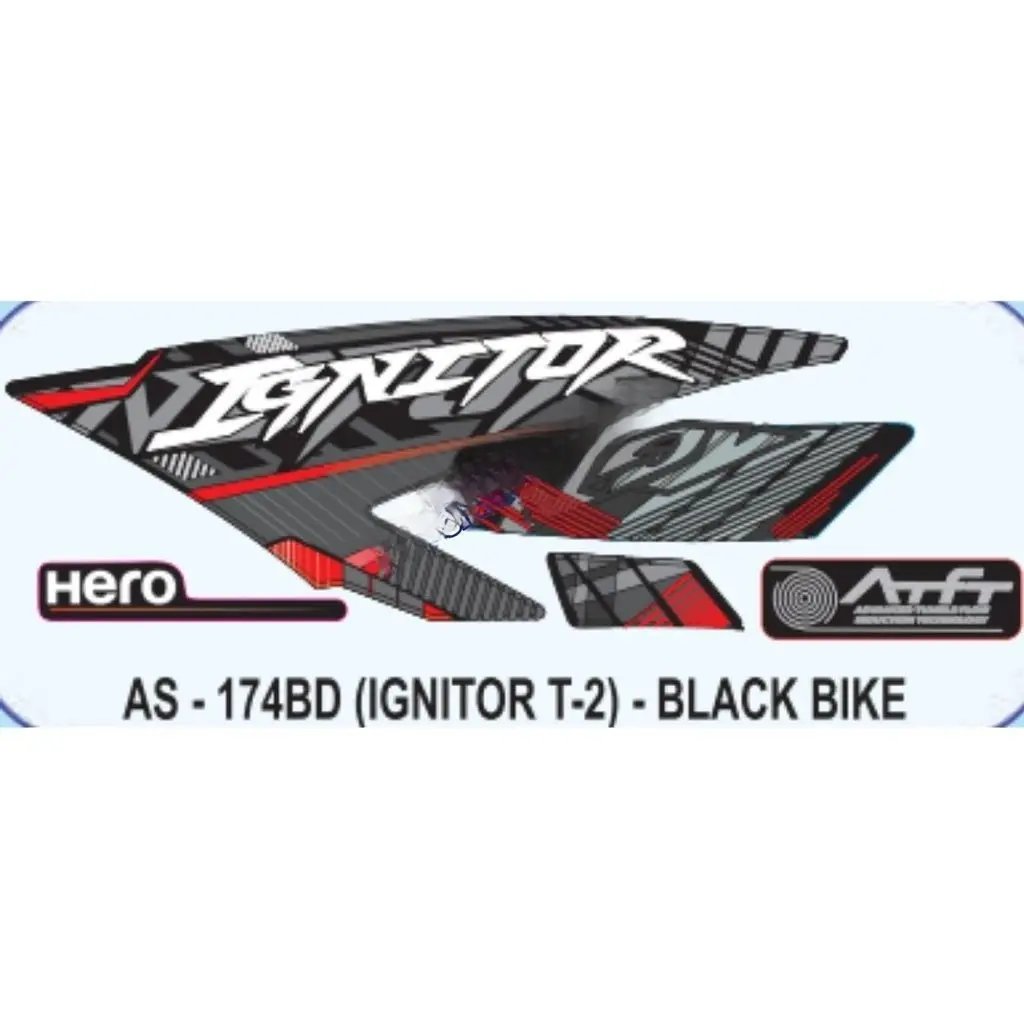 Graphics Sticker Set For Hero Honda Ignitor | Type 2 | Black Vehicle | Both Sides