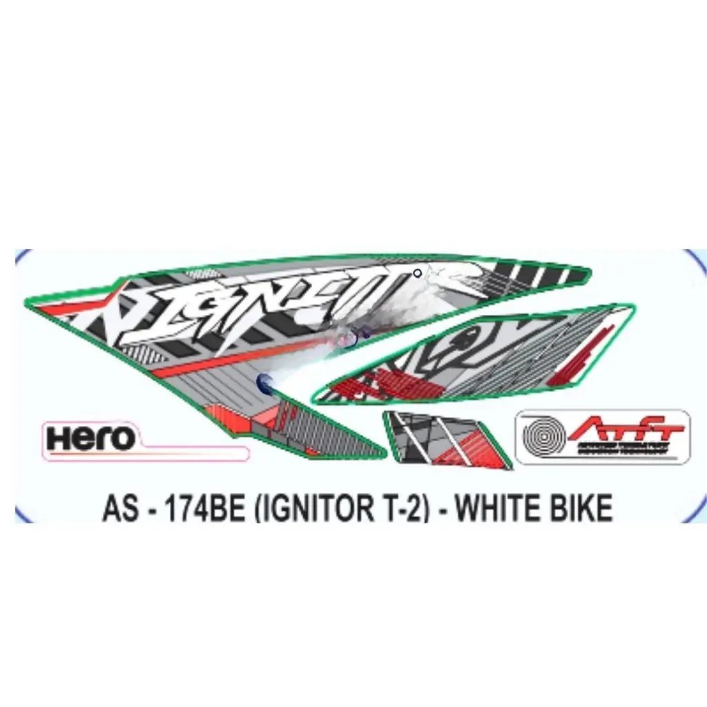 Graphics Sticker Set For Hero Honda Ignitor | Type 2 | White Vehicle | Both Sides