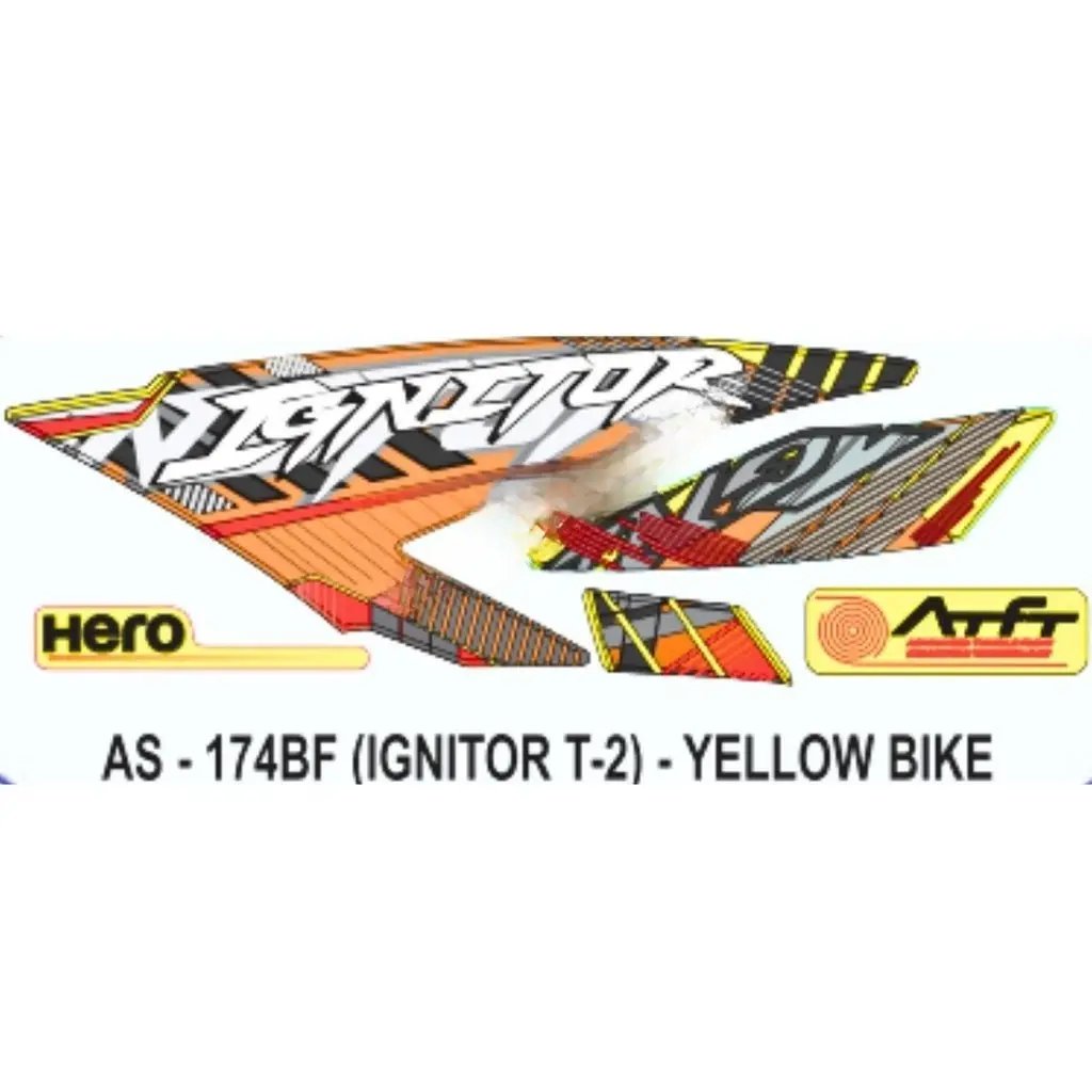 Graphics Sticker Set For Hero Honda Ignitor | Type 2 | Yellow Vehicle | Both Sides