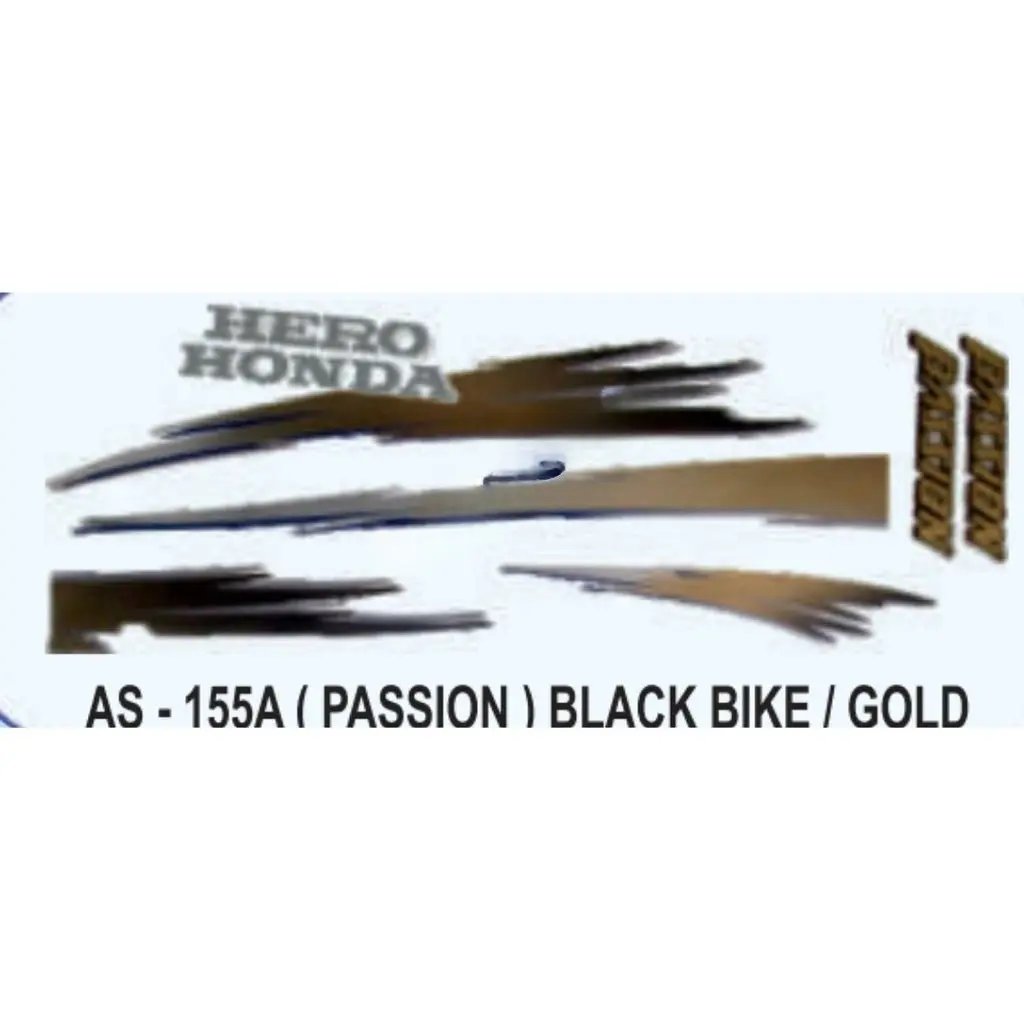 Graphics Sticker Set For Hero Honda Passion | Black Vehicle | Gold Sticker | Both Sides