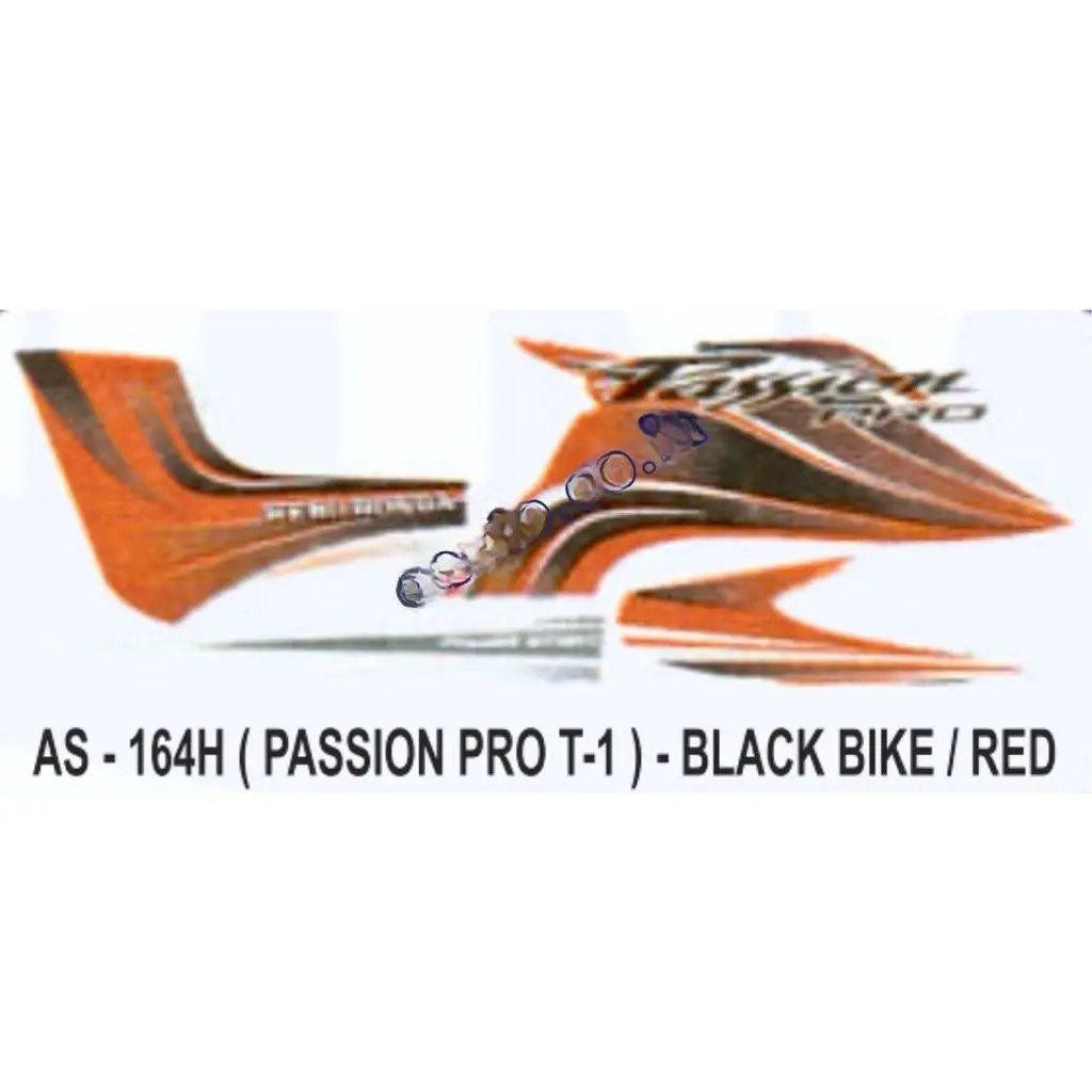 Graphics Sticker Set For Hero Honda Passion Pro | Type 1 | Black Vehicle | Red Sticker | Both Sides
