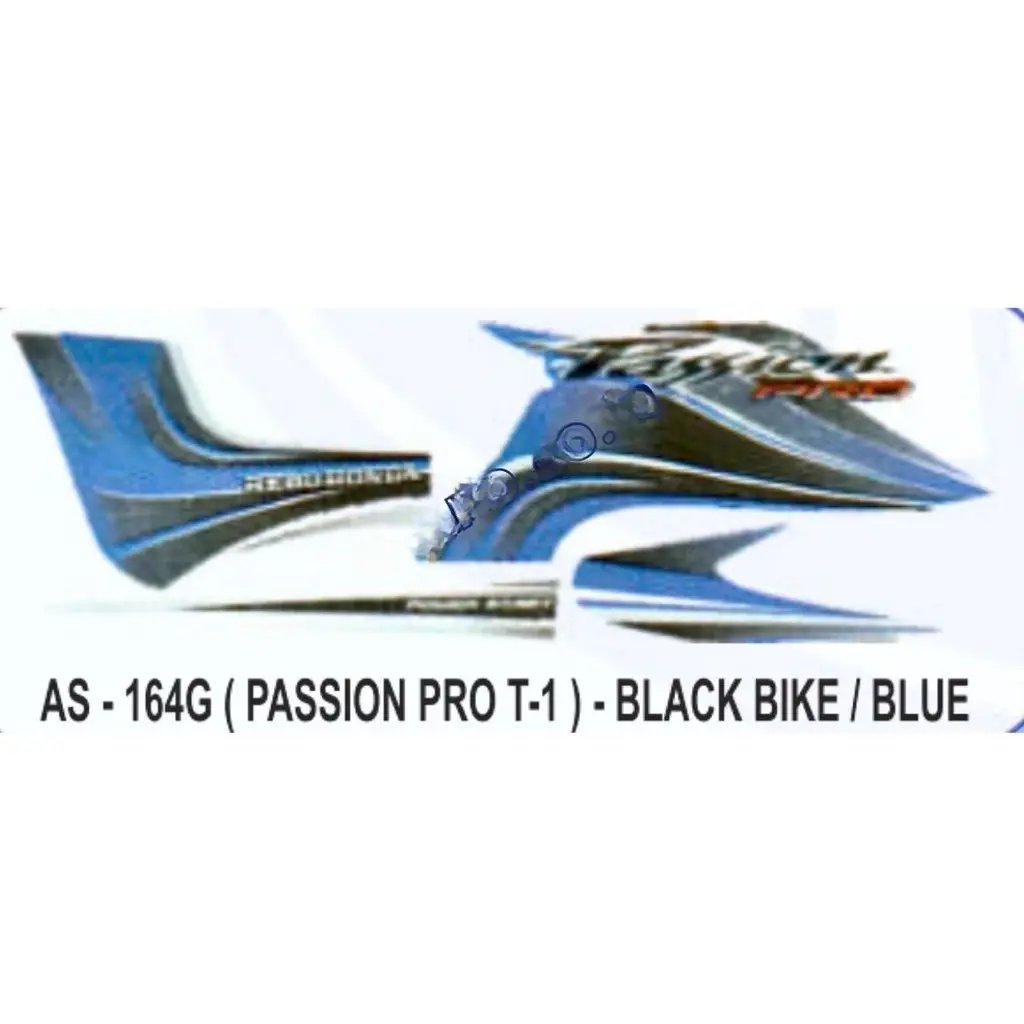Graphics Sticker Set For Hero Honda Passion Pro | Type 1 | Black Vehicle | Blue Sticker | Both Sides