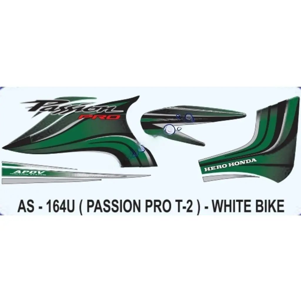 Graphics Sticker Set For Hero Honda Passion Pro | Type 2 | White Vehicle | Both Sides