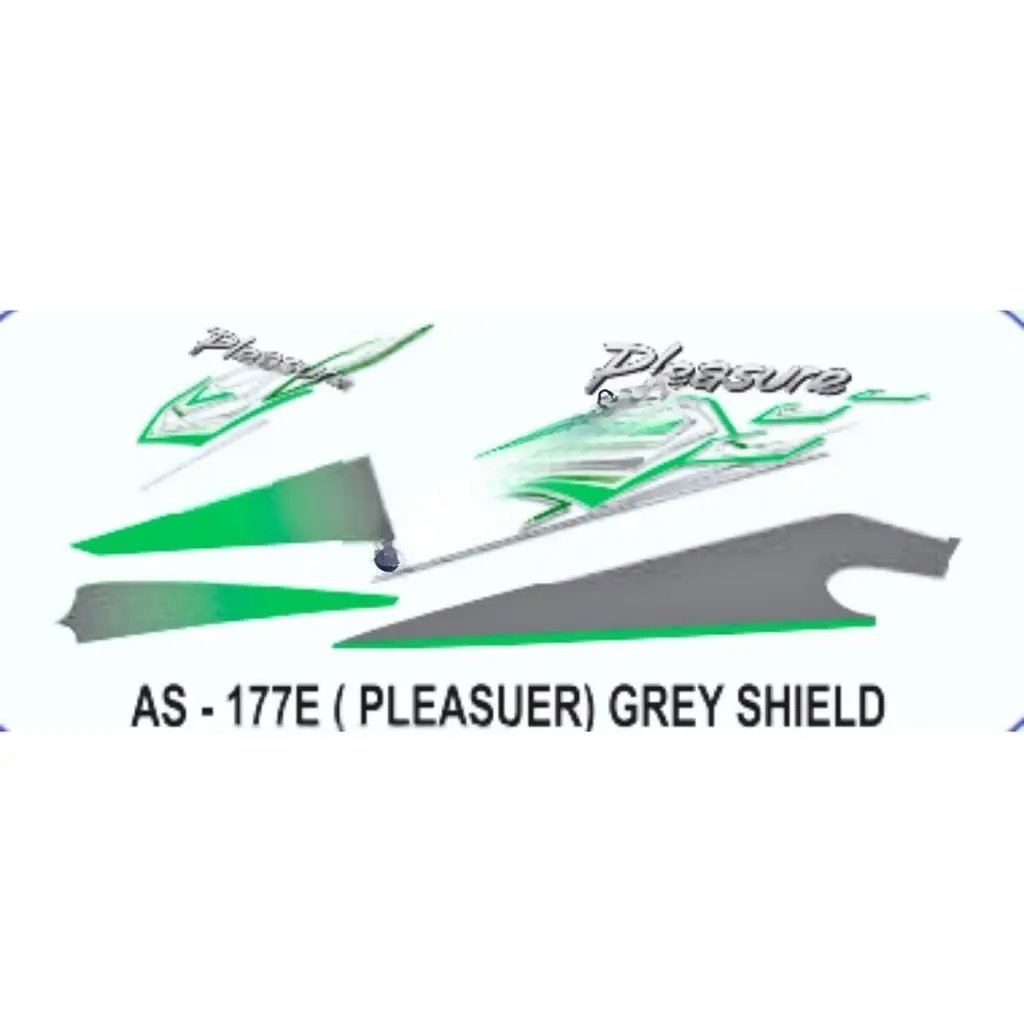 Graphics Sticker Set For Hero Honda Pleasure | Grey Shield Sticker | Both Sides