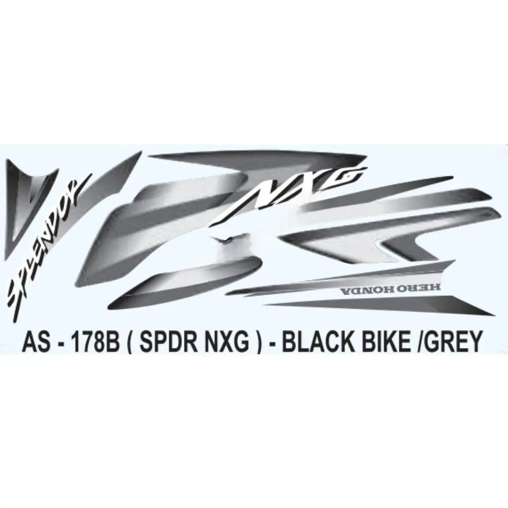 Graphics Sticker Set For Hero Honda Splendor Nxg | Black Vehicle | Grey Sticker | Both Sides