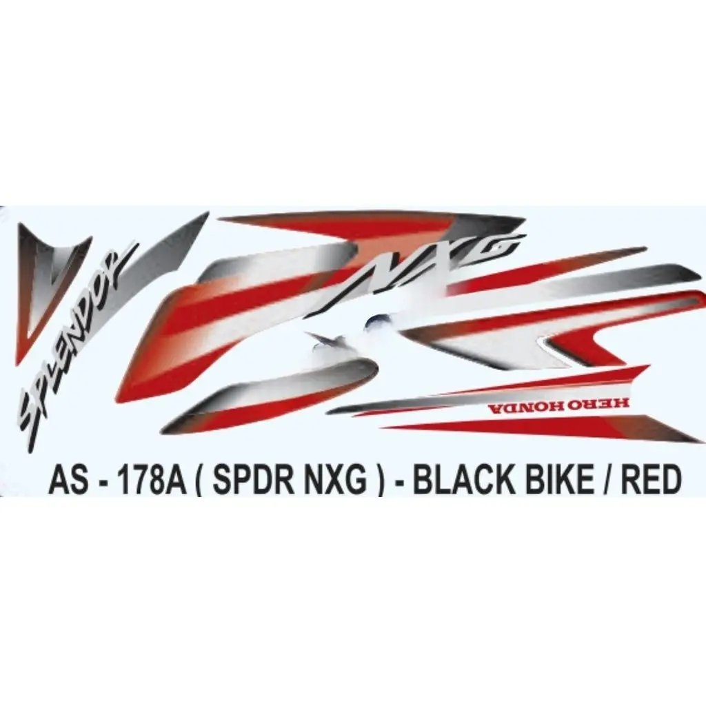 Graphics Sticker Set For Hero Honda Splendor Nxg | Black Vehicle | Red Sticker | Both Sides