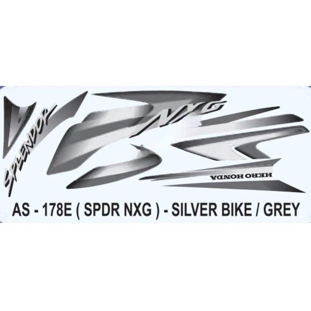 Graphics Sticker Set For Hero Honda Splendor Nxg | Silver Vehicle | Grey Sticker | Both Sides