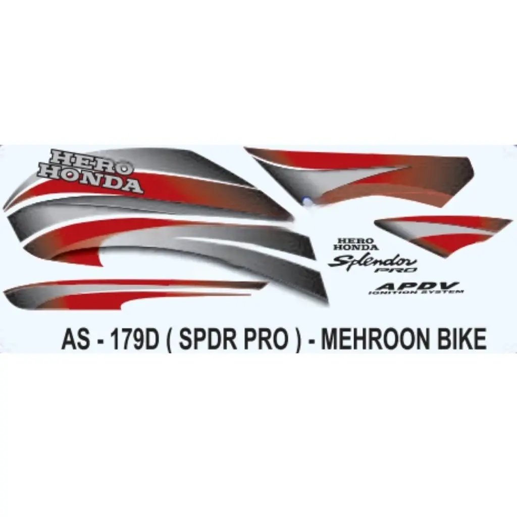 Graphics Sticker Set For Hero Honda Splendor Pro | Mehroon Vehicle | Both Sides