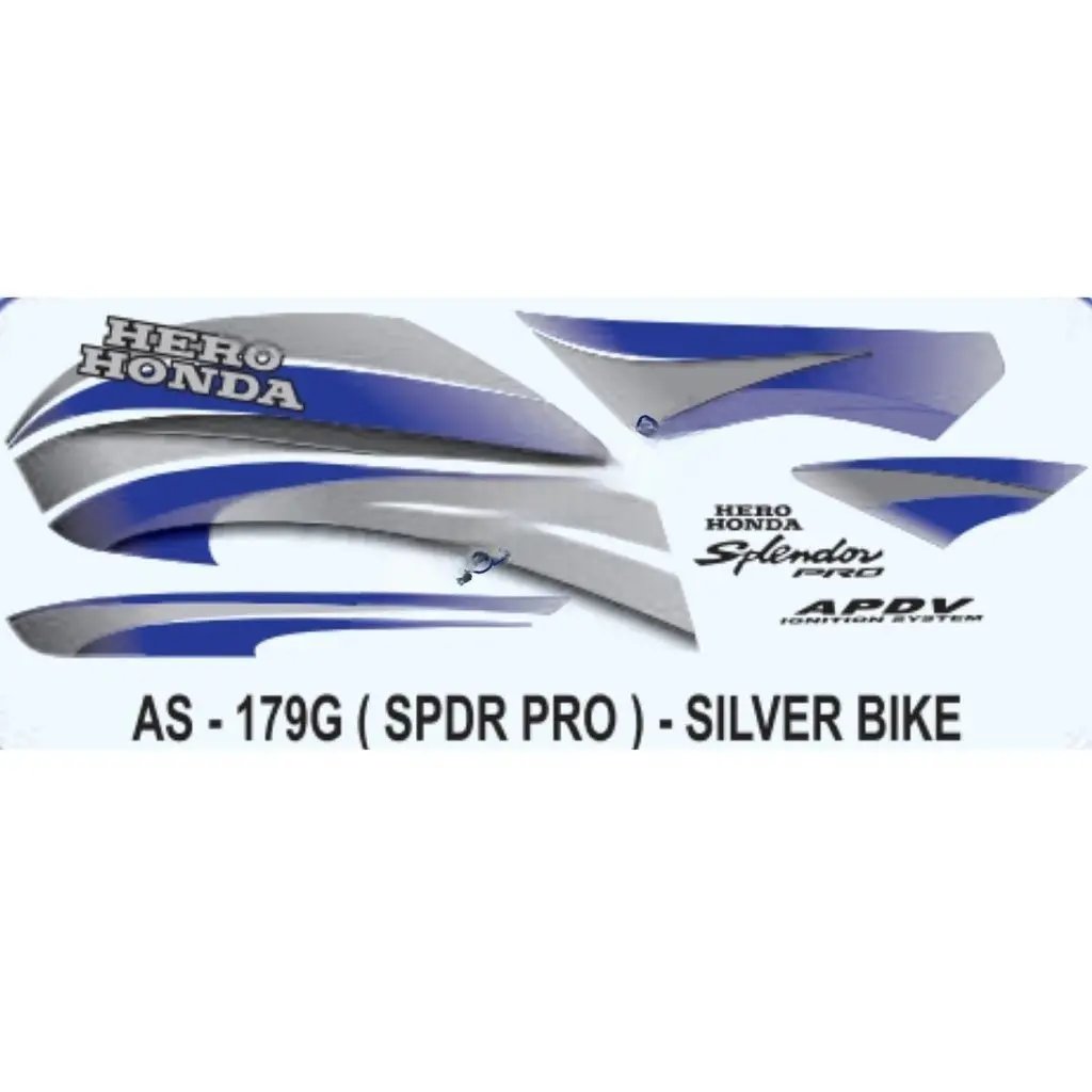 Graphics Sticker Set For Hero Honda Splendor Pro | Silver Vehicle | Both Sides