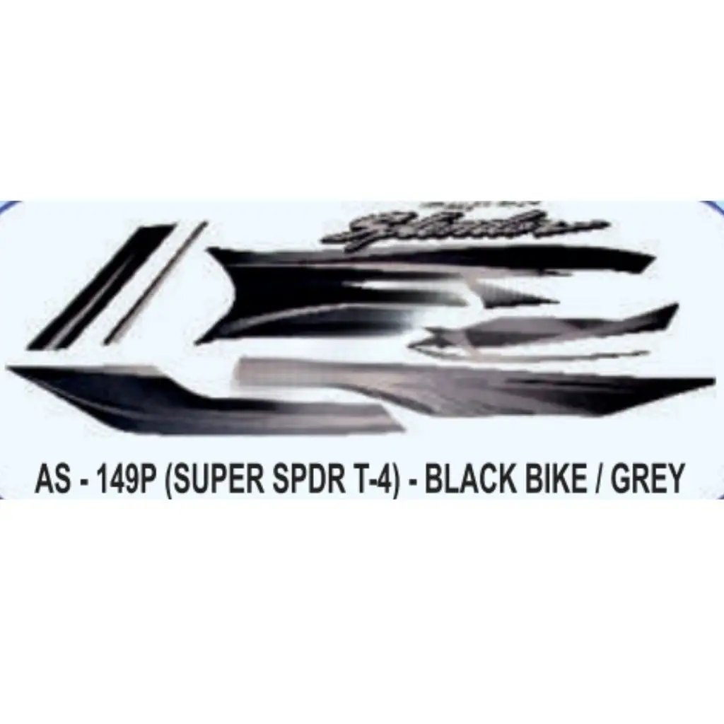 Graphics Sticker Set For Hero Honda Super Splendor | Type 4 | Black Vehicle | Grey Sticker | Both Sides