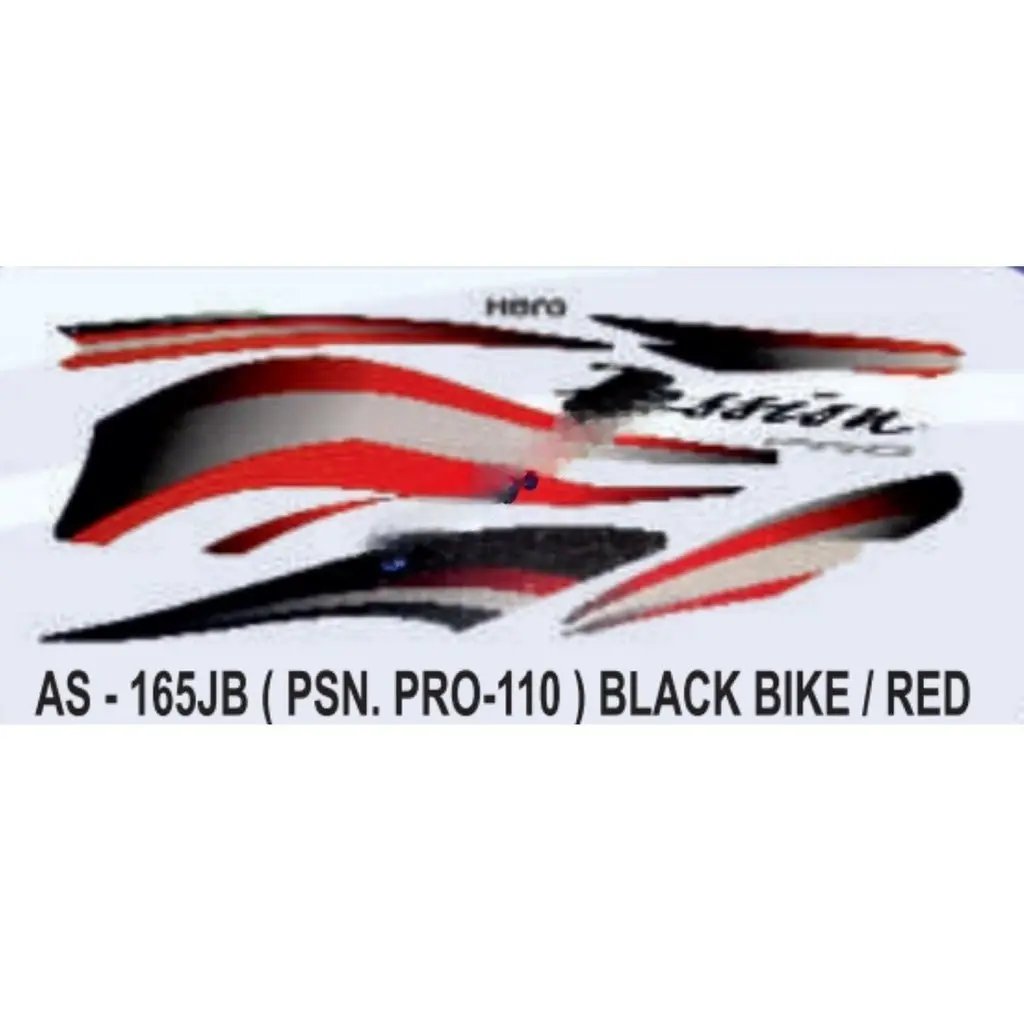 Graphics Sticker Set For Hero Passion Pro 110 | Black Vehicle | Red Sticker | Both Sides