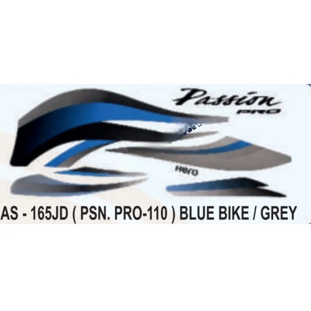 Graphics Sticker Set For Hero Passion Pro 110 | Blue Vehicle | Grey Sticker | Both Sides