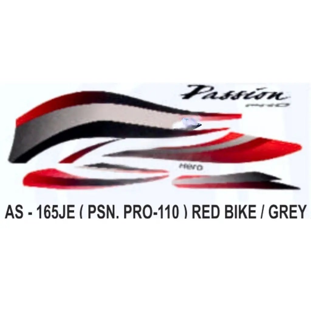 Graphics Sticker Set For Hero Passion Pro 110 | Red Vehicle | Grey Sticker | Both Sides