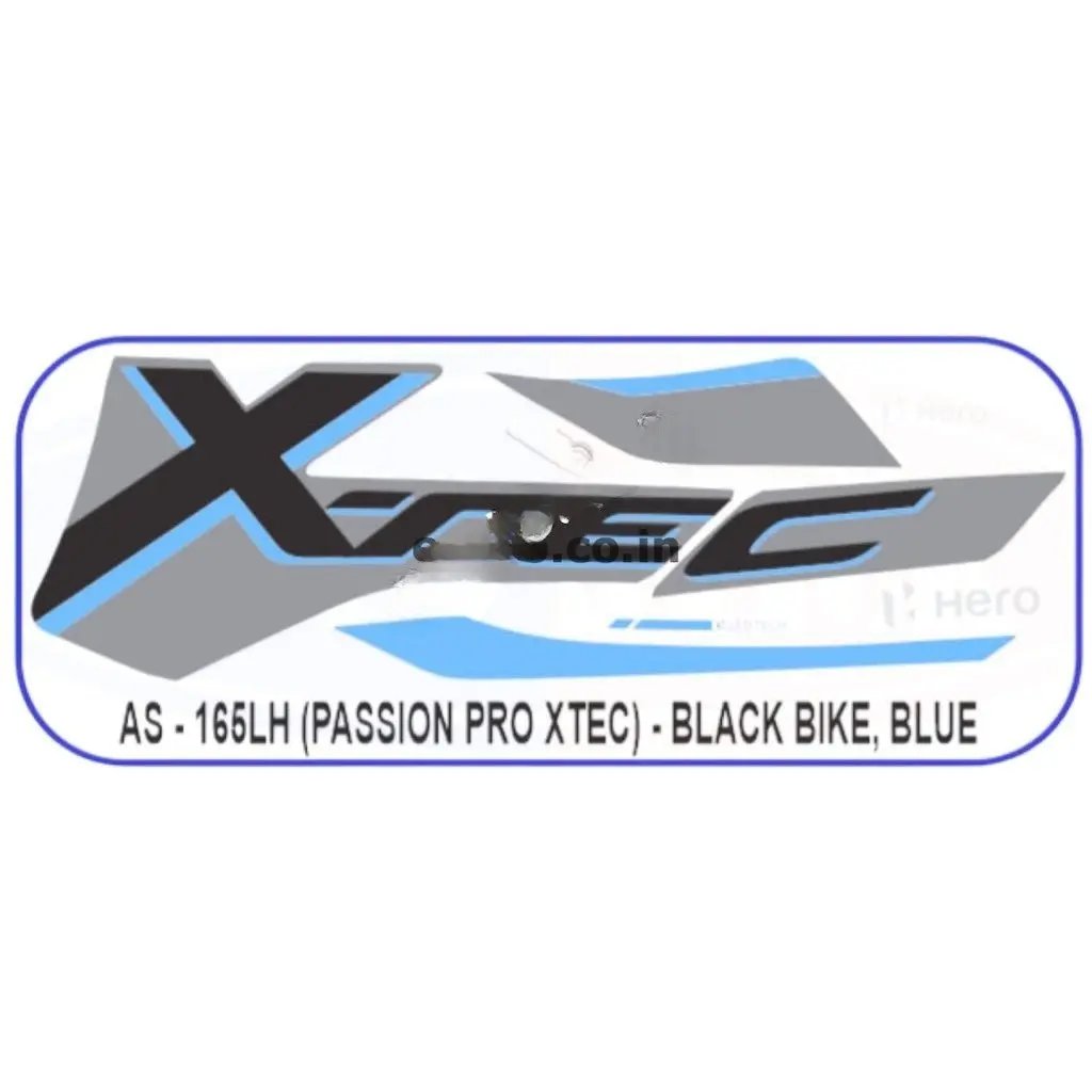 Graphics Sticker Set For Hero Passion Pro | Xtec | Black Vehicle | Blue Sticker | Both Sides