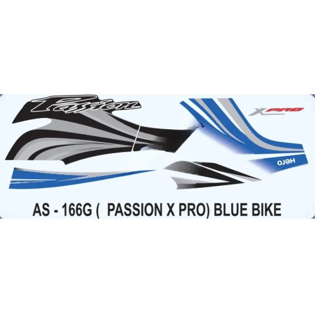 Graphics Sticker Set For Hero Passion X Pro | Blue Vehicle | Both Sides