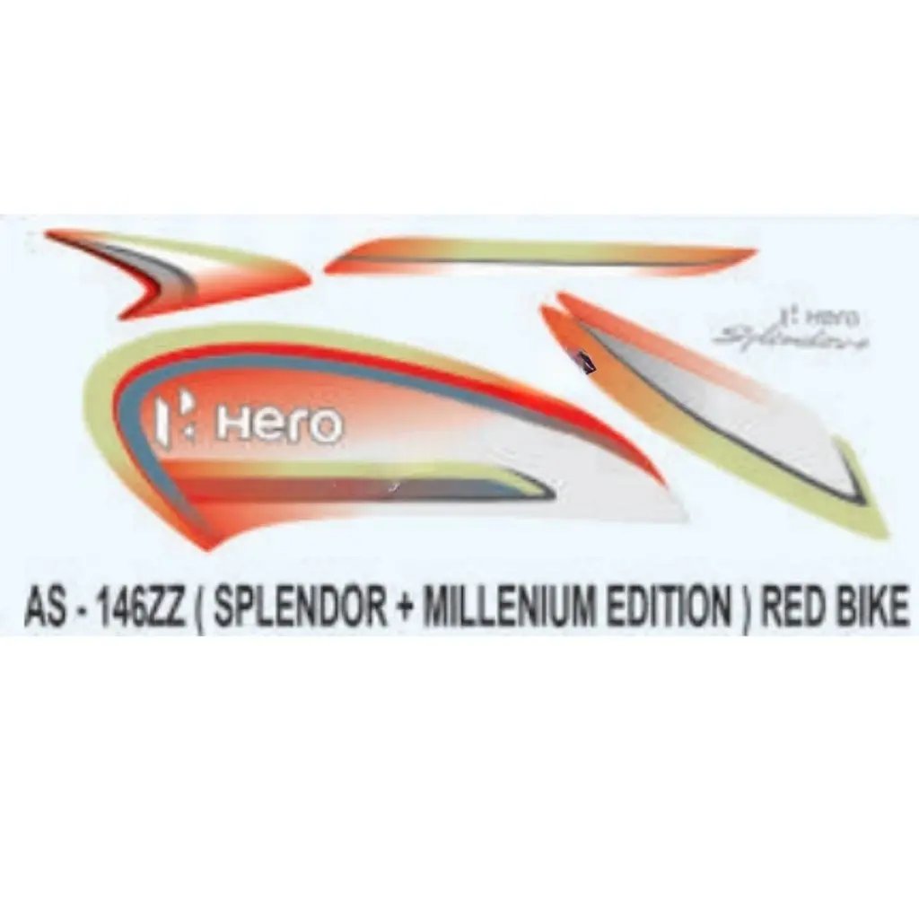 Graphics Sticker Set For Hero Splendor Plus | Millenium Edition | Red Vehicle | Both Sides
