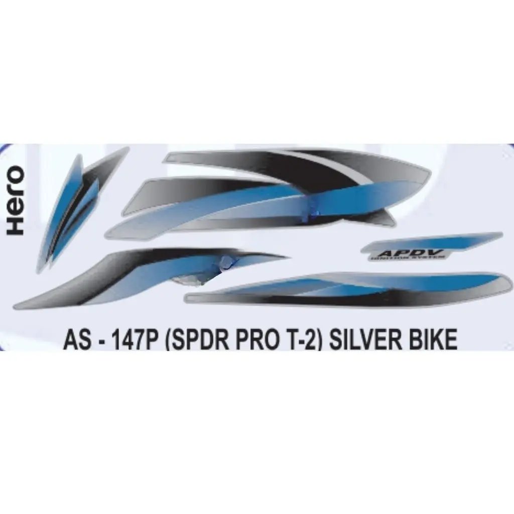 Graphics Sticker Set For Hero Splendor Pro | Type 2 | Silver Vehicle | Both Sides