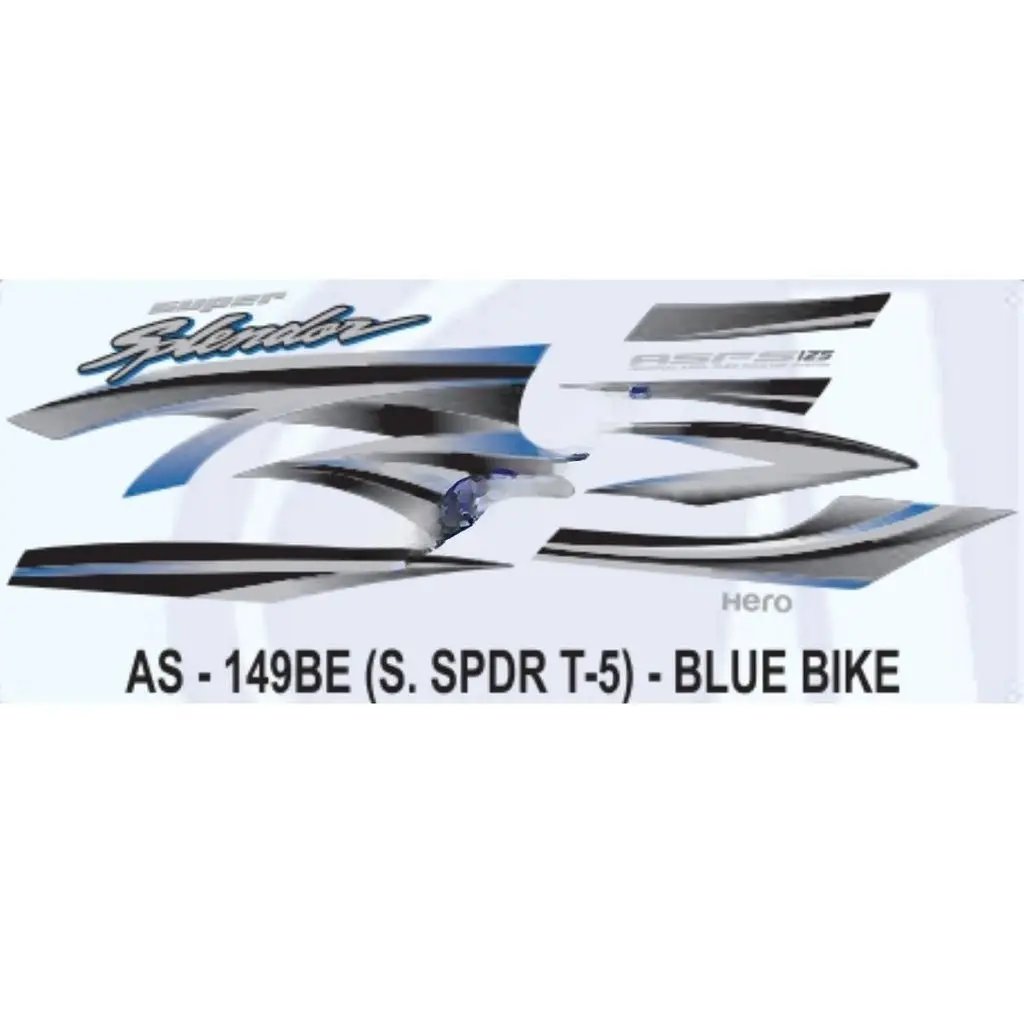 Graphics Sticker Set For Hero Super Splendor 125 | Type 5 | Blue Vehicle | Both Sides
