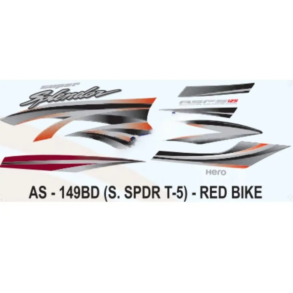 Graphics Sticker Set For Hero Super Splendor 125 | Type 5 | Red Vehicle | Both Sides