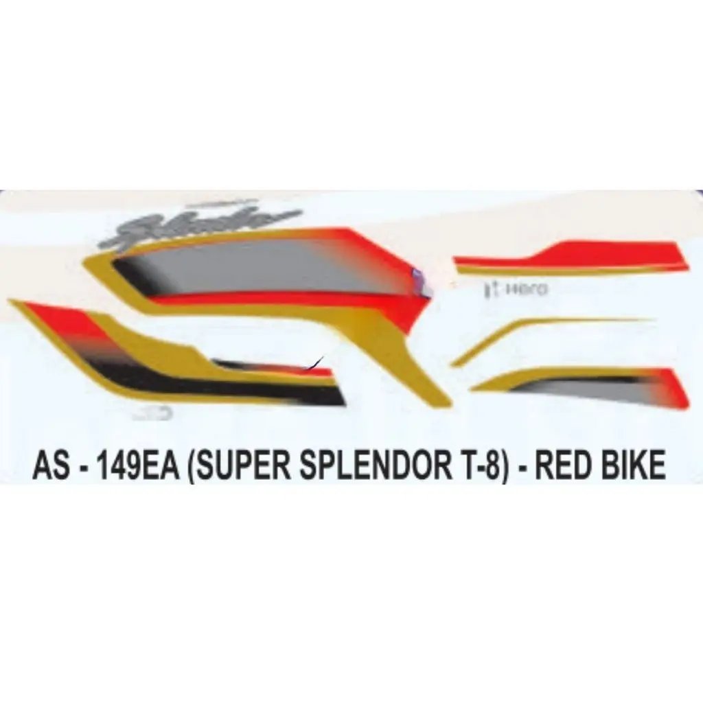 Graphics Sticker Set For Hero Super Splendor I3s | Type 8 | Red Vehicle | Both Sides