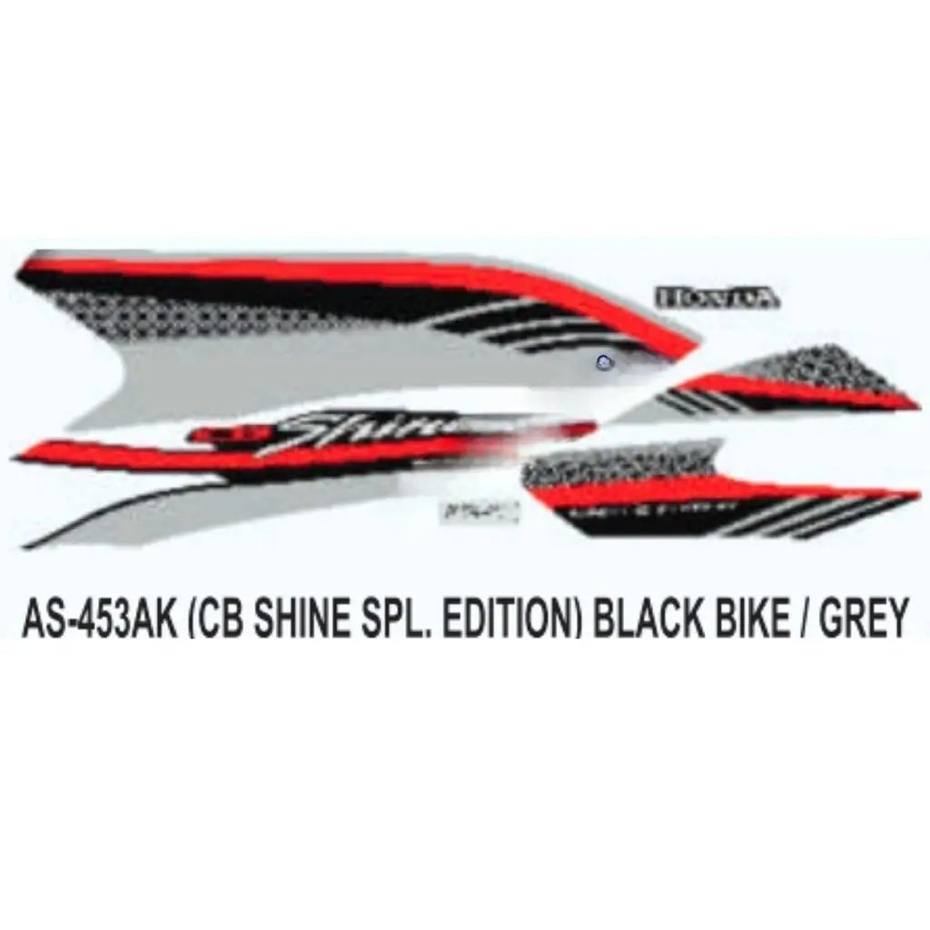 Graphics Sticker Set For Honda Cb Shine | Special Edition | Black Vehicle | Grey Sticker | Both Sides