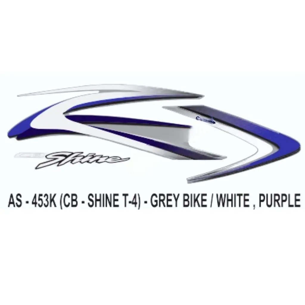 Graphics Sticker Set For Honda Cb Shine | Type 4 | Grey Vehicle | White & Purple Sticker | Both Sides