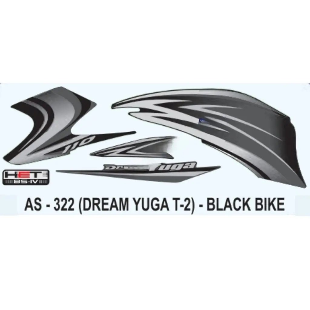 Graphics Sticker Set For Honda Dream Yuga 110 | Het Bs4 Type 2 | Black Vehicle | Both Sides