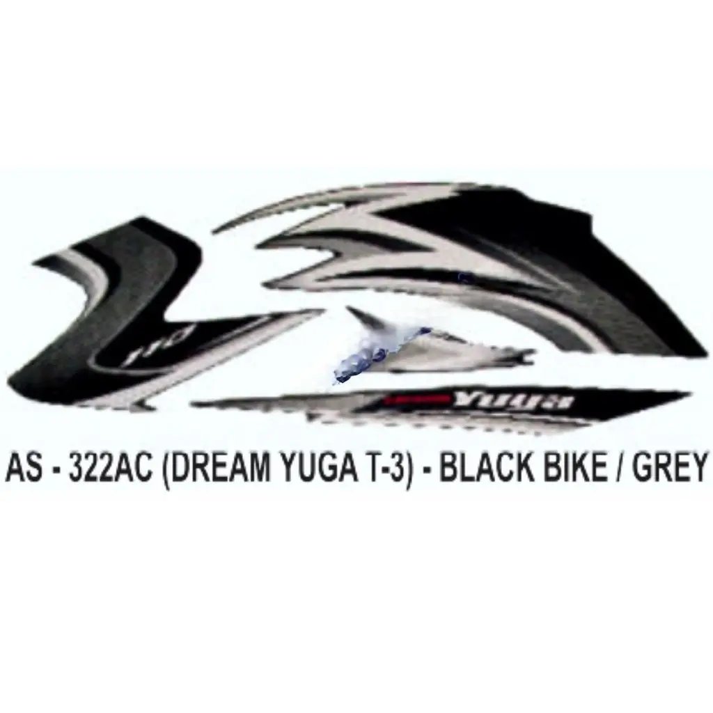 Graphics Sticker Set For Honda Dream Yuga | Type 3 | Black Vehicle | Grey Sticker | Both Sides
