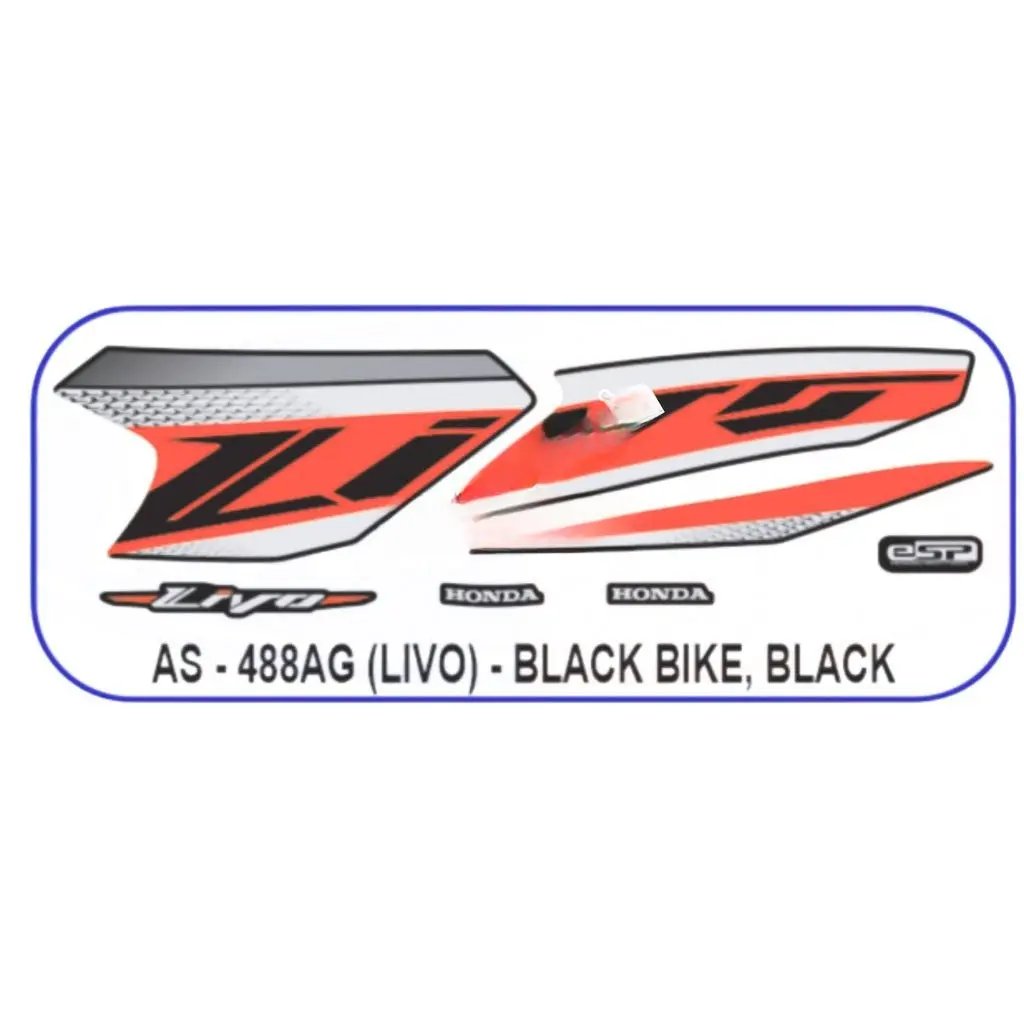 Graphics Sticker Set For Honda Livo | Black Vehicle | Black Sticker | Both Sides