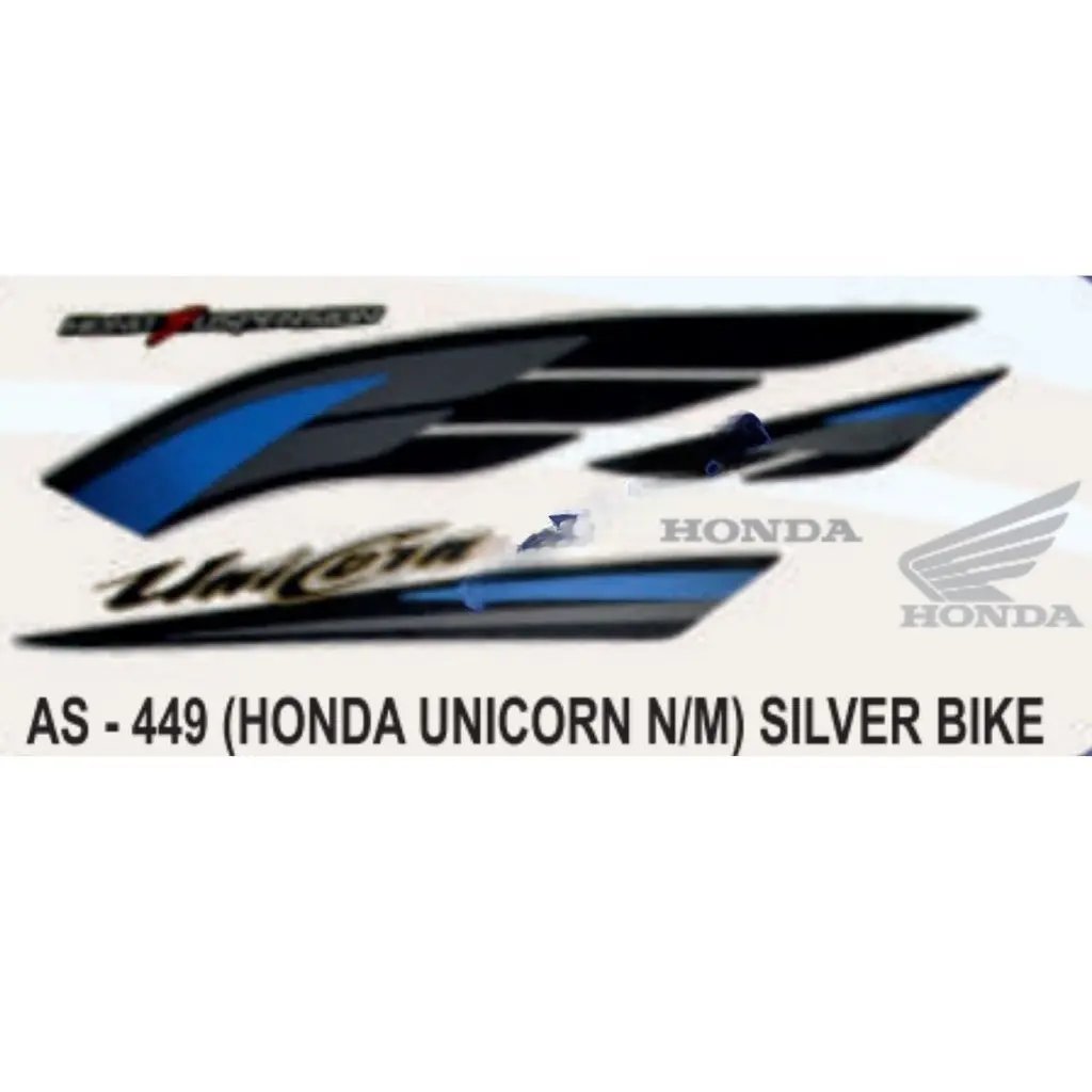Graphics Sticker Set For Honda Unicorn | New Model | Silver Vehicle | Both Sides