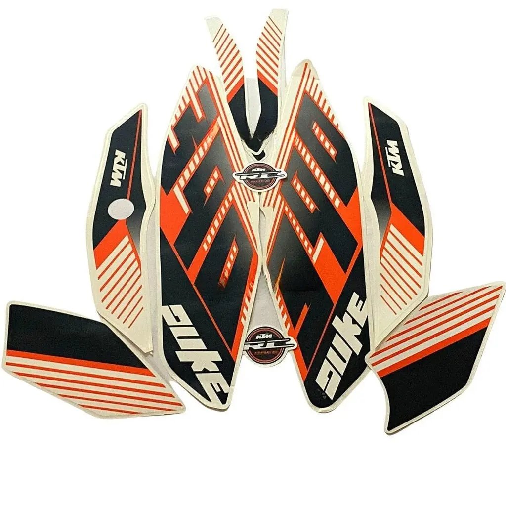 Graphics Sticker Set For Ktm Duke 390 | Type 2 | White Bike | Vinyl Decal Set | Both Sides