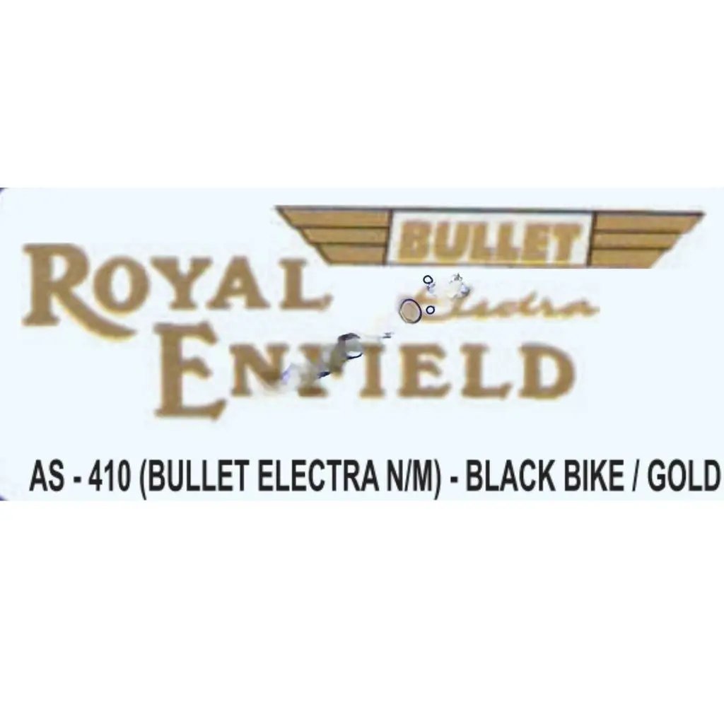 Graphics Sticker Set For Royal Enfield Bullet Electra | New Model | Black Vehicle | Gold Sticker | Both Sides