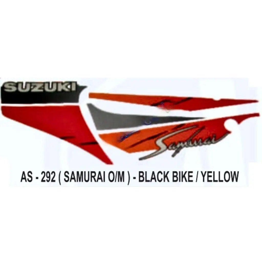 Graphics Sticker Set For Suzuki Samurai | Old Model | Black Vehicle | Yellow Sticker | Both Sides