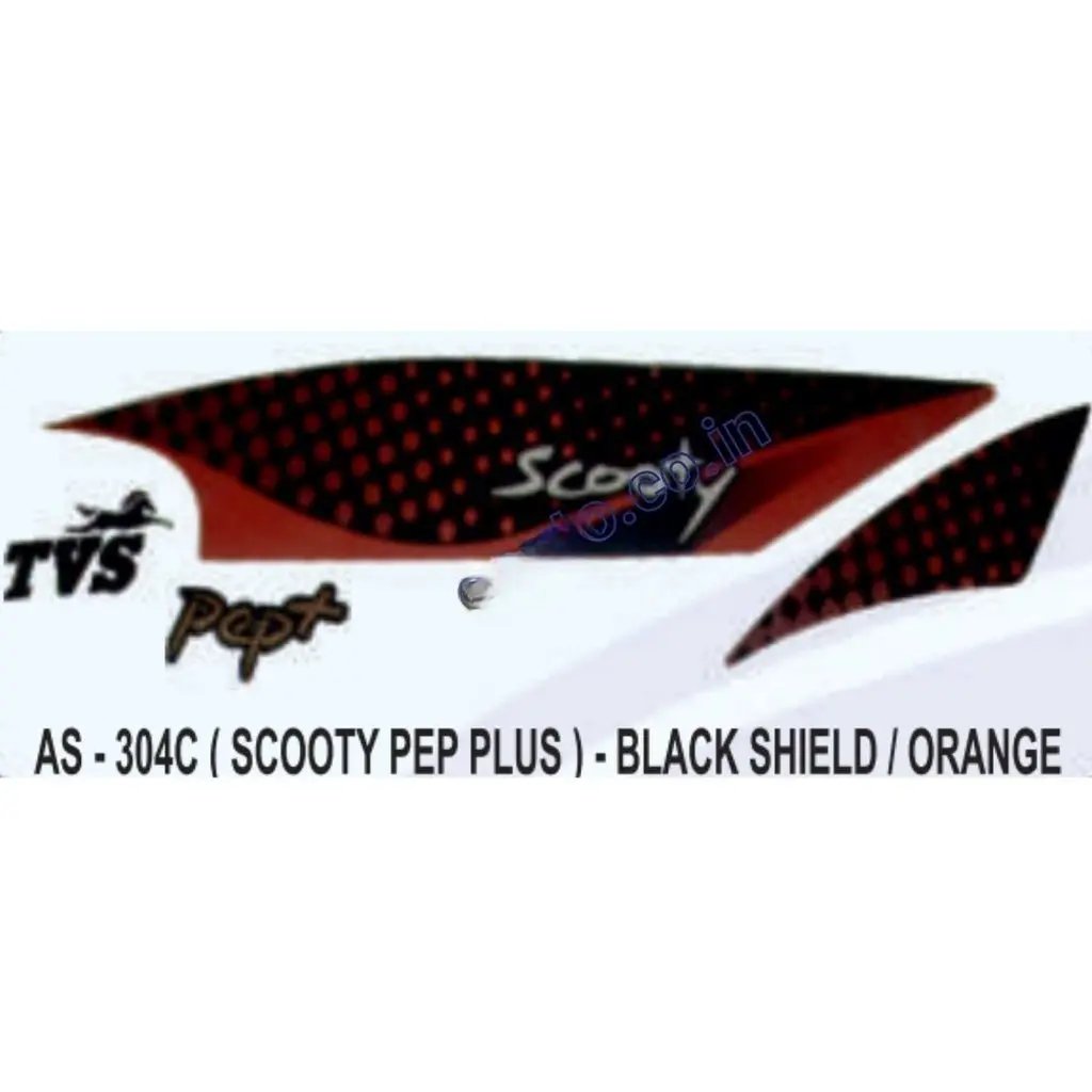 Graphics Sticker Set For Tvs Scooty Pep Plus | Black Vehicle | Orange Sticker | Both Sides