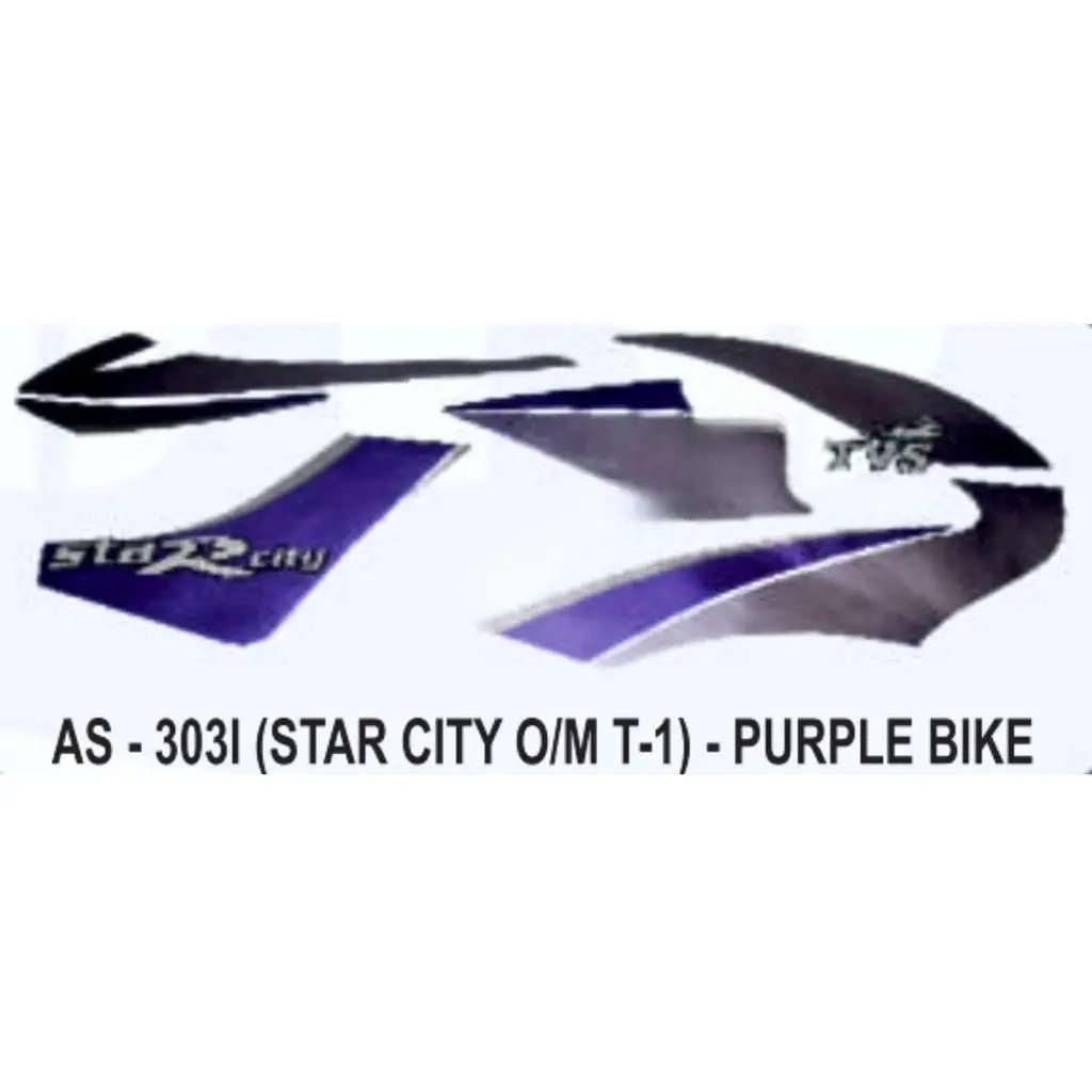 Graphics Sticker Set For Tvs Star City | Type 1 | Old Model | Purple Vehicle | Both Sides