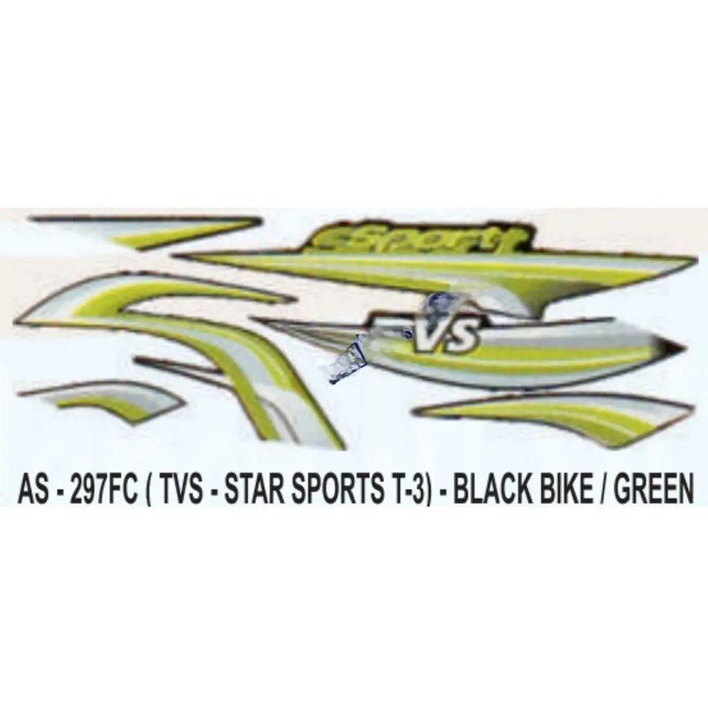 Graphics Sticker Set For Tvs Star Sports | Type 3 | Black Vehicle | Green Sticker | Both Sides