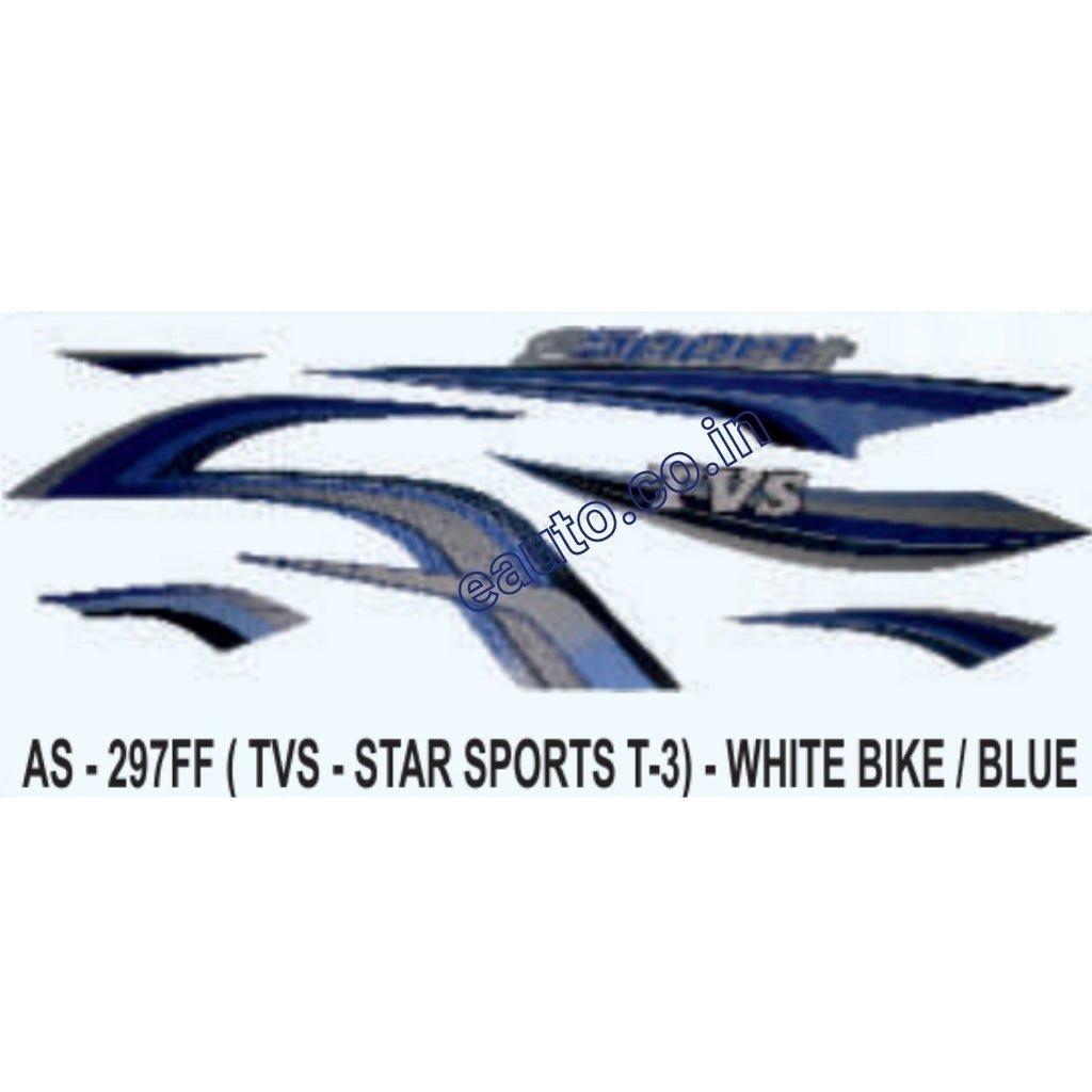 Graphics Sticker Set For Tvs Star Sports | Type 3 | White Vehicle | Blue Sticker | Both Sides