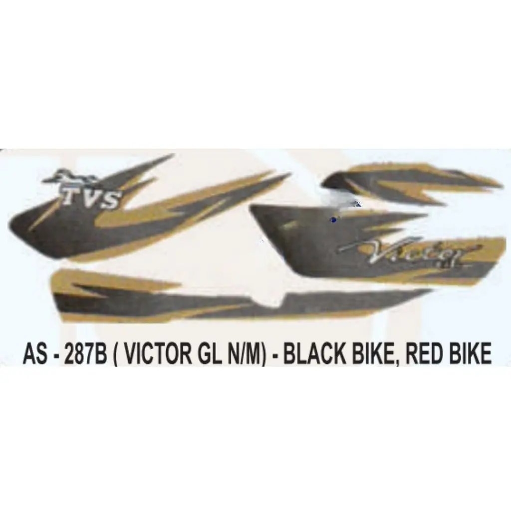 Graphics Sticker Set For Tvs Victor Gl | New Model | Black & Red Vehicle | Both Sides