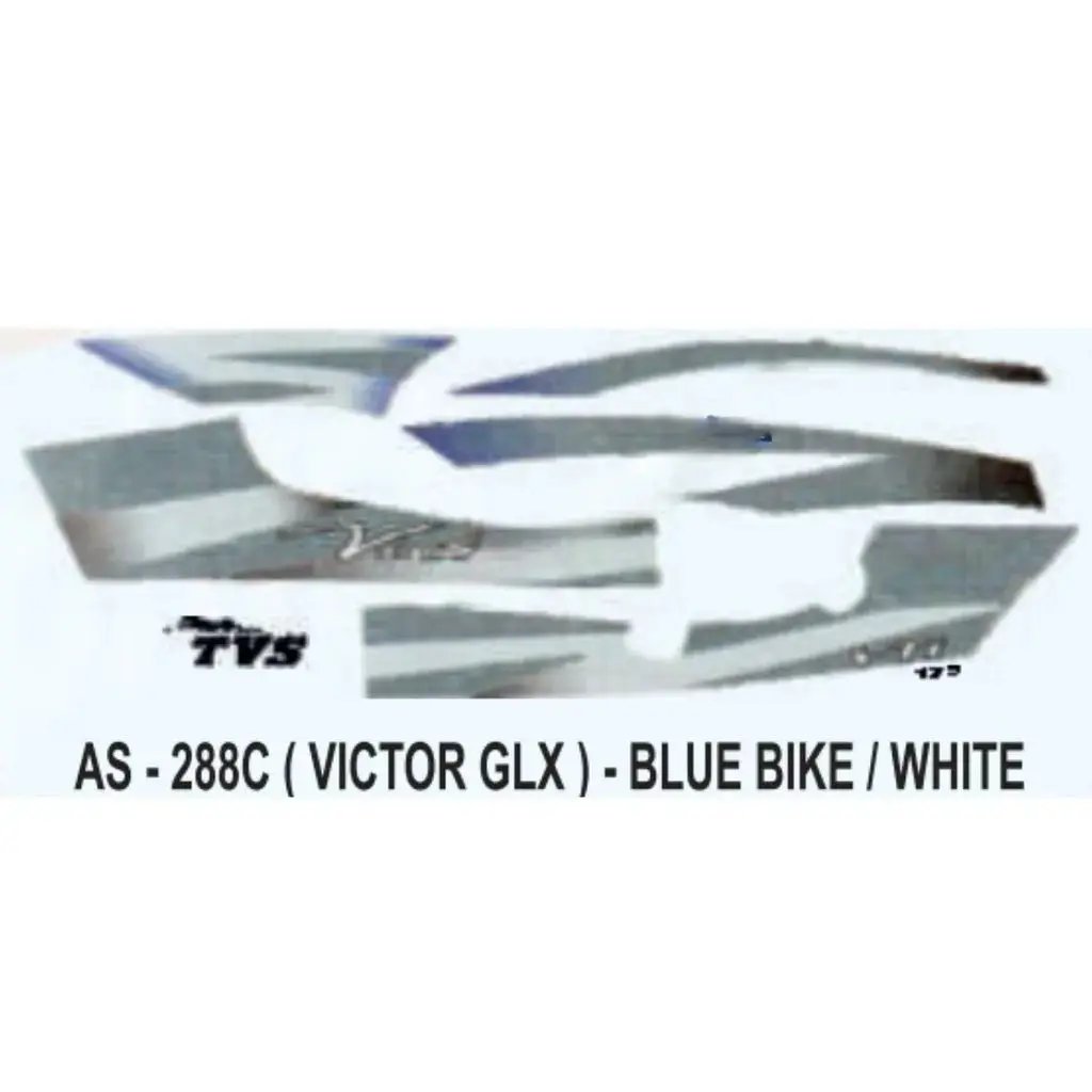 Graphics Sticker Set For Tvs Victor Glx | Blue Vehicle | White Sticker | Both Sides