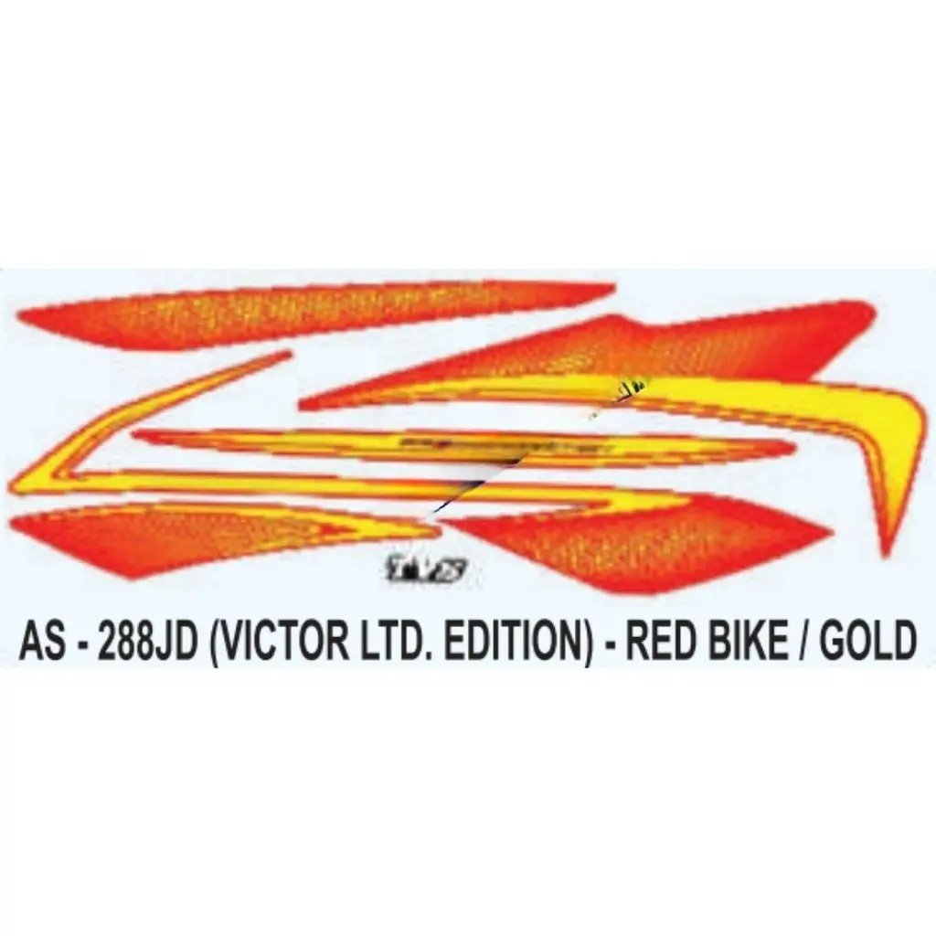 Graphics Sticker Set For Tvs Victor | Limited Edition | Red Vehicle | Gold Sticker | Both Sides
