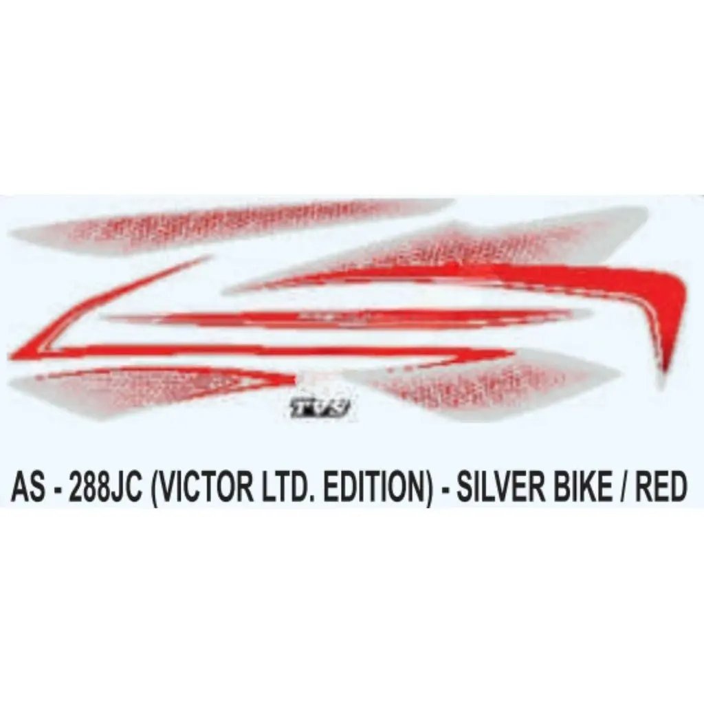 Graphics Sticker Set For Tvs Victor | Limited Edition | Silver Vehicle | Red Sticker | Both Sides