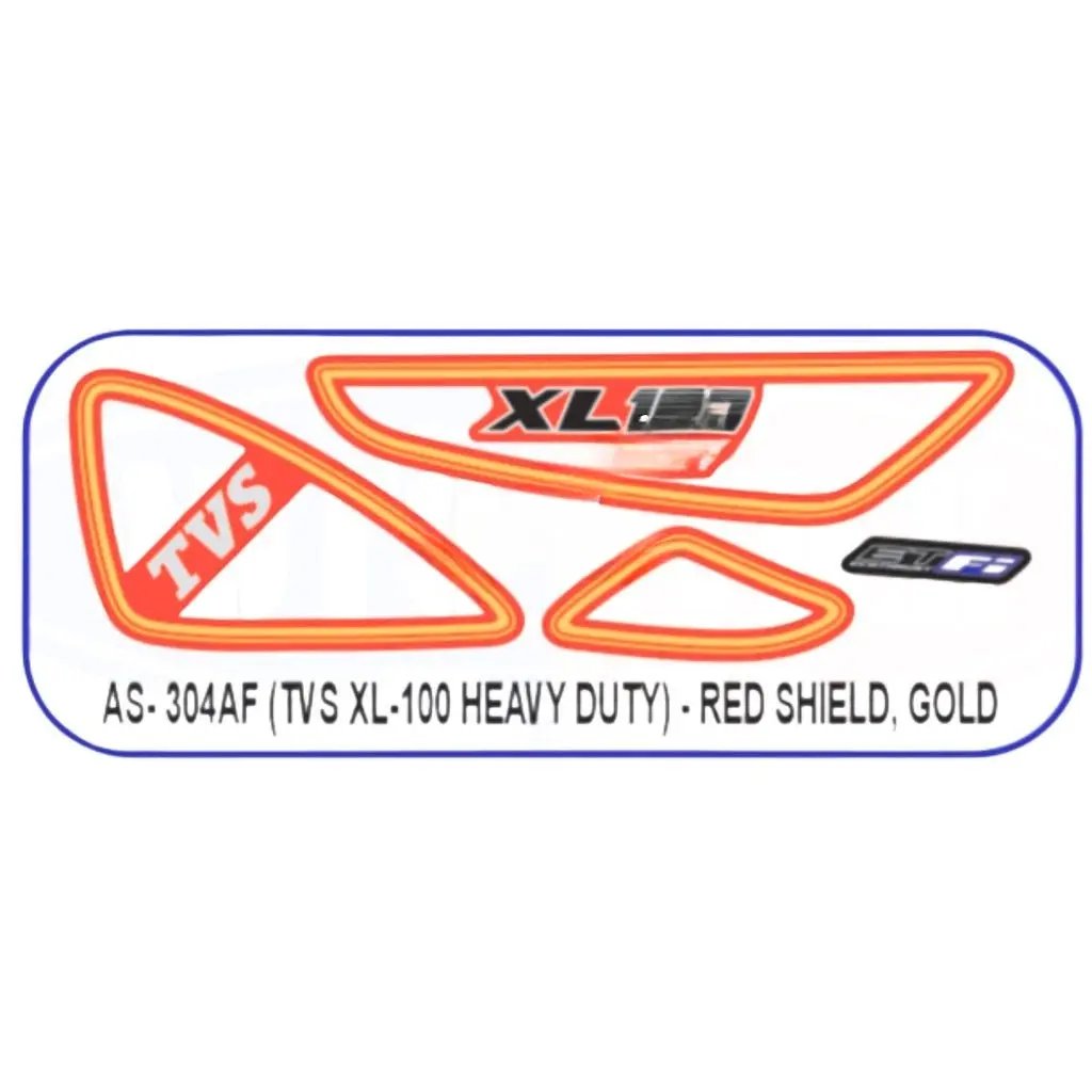 Graphics Sticker Set For Tvs Xl 100 Heavy Duty | Red Vehicle | Gold Sticker | Both Sides