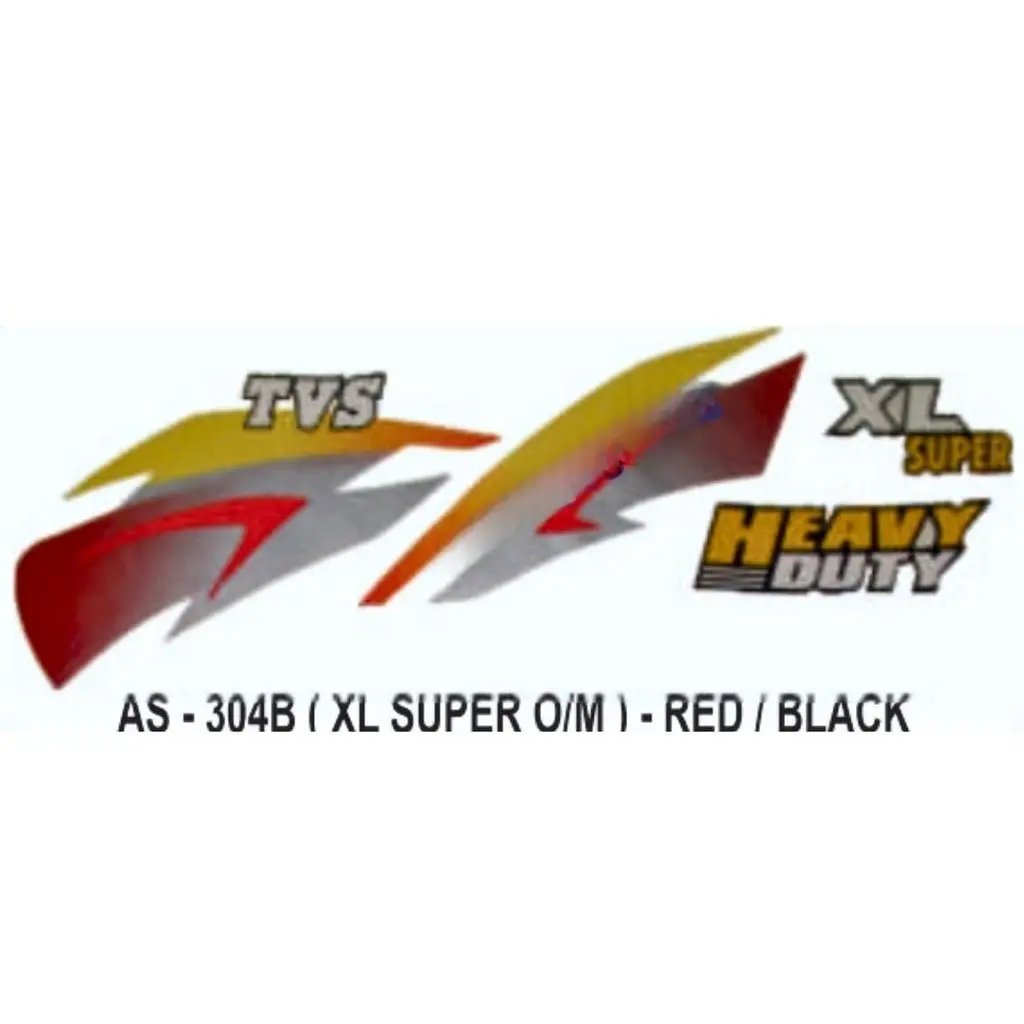 Graphics Sticker Set For Tvs Xl Super | Old Model | Red | Black Sticker | Both Sides