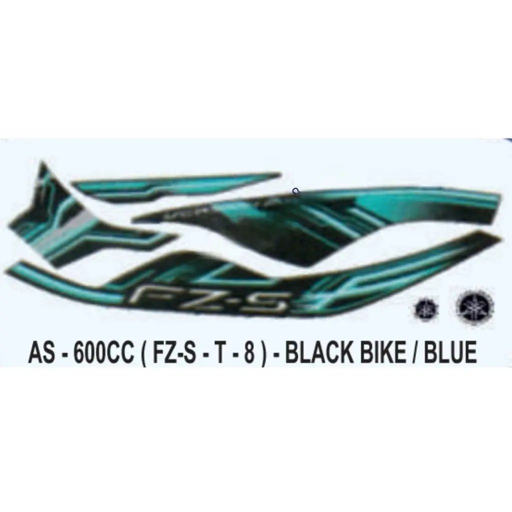 Graphics Sticker Set For Yamaha Fz-s | Type 8 | Black Vehicle | Blue Sticker | Both Sides