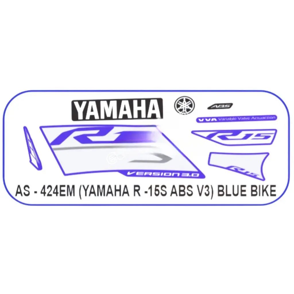 Graphics Sticker Set For Yamaha R15s V3 | Abs | Blue Vehicle | Blue & Grey Sticker | Both Sides