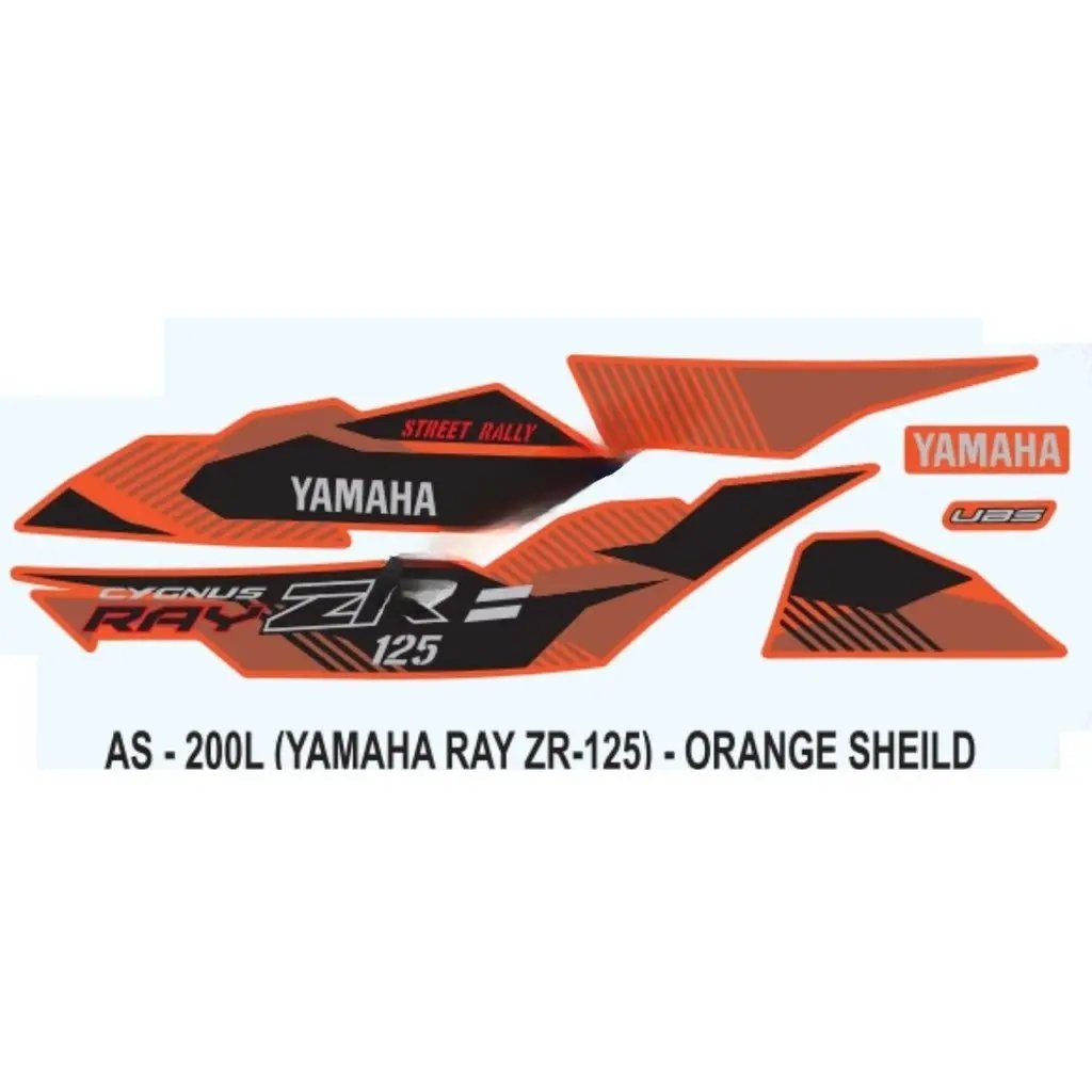 Graphics Sticker Set For Yamaha Ray Zr 125 | Orange Sticker | Both Sides