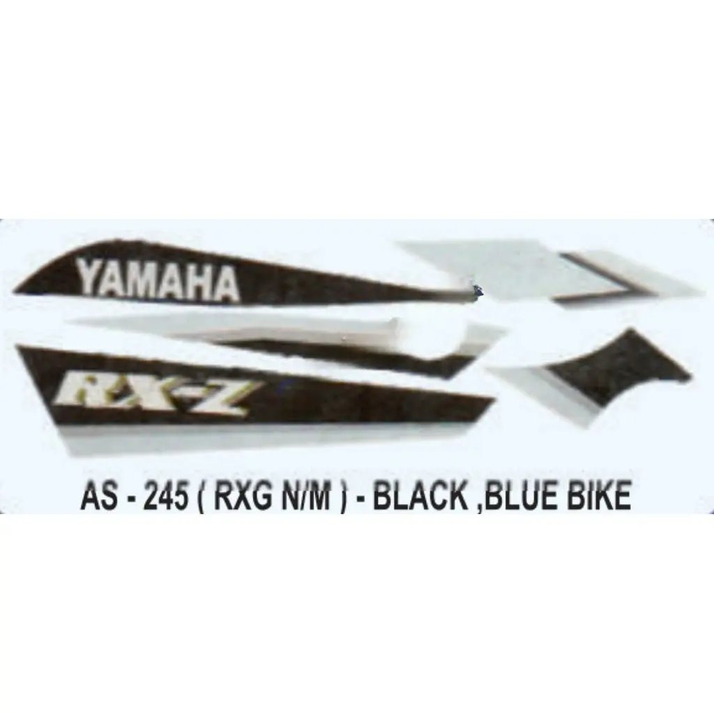 Graphics Sticker Set For Yamaha Rx-z | New Model | Blue Vehicle | Black Sticker | Both Sides