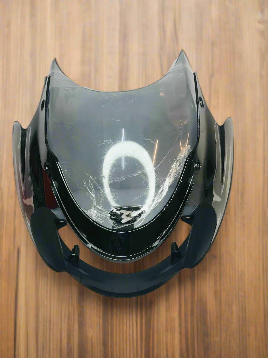 HEADLAMP VISOR FOR BAJAJ DISCOVER 135 DIGITAL METER BLACK IN COLOR WITH WIND SHIELD