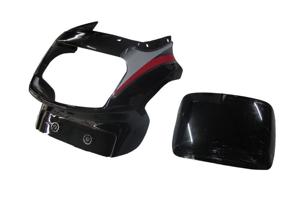 Headlight Visor Fit For Tvs Victor New Model T-2 Black (red Sticker) Without Glass