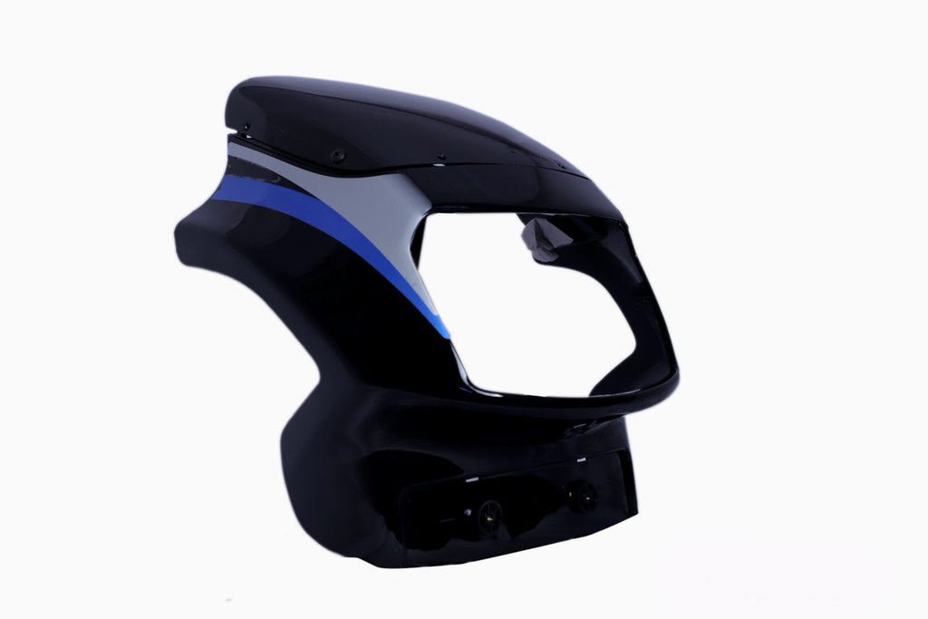 Headlight Visor With Glass Fit For Tvs Victor Gx Black (blue Sticker)